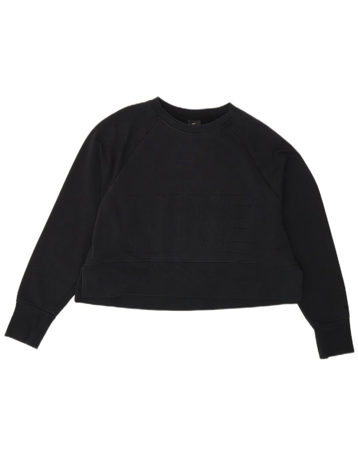Γυναικείο γραφικό φούτερ NIKE υπερμεγέθη Crop Jumper UK 10 Small Black