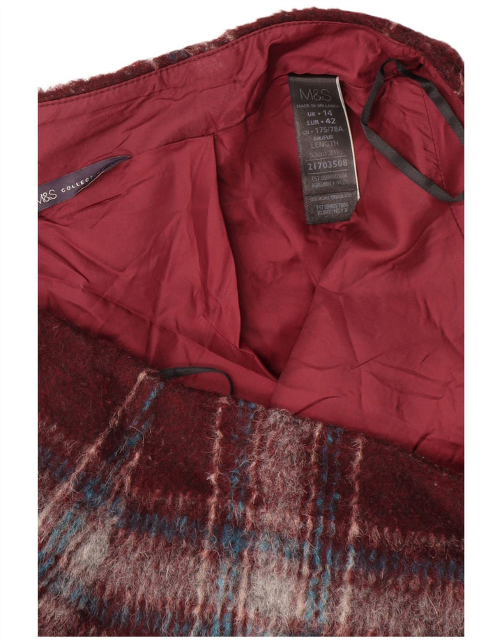 Marks & Spencer Γυναικεία Μίνι Φούστα UK 14 Μεγάλη W34 Βουργουνδία Check Polyester