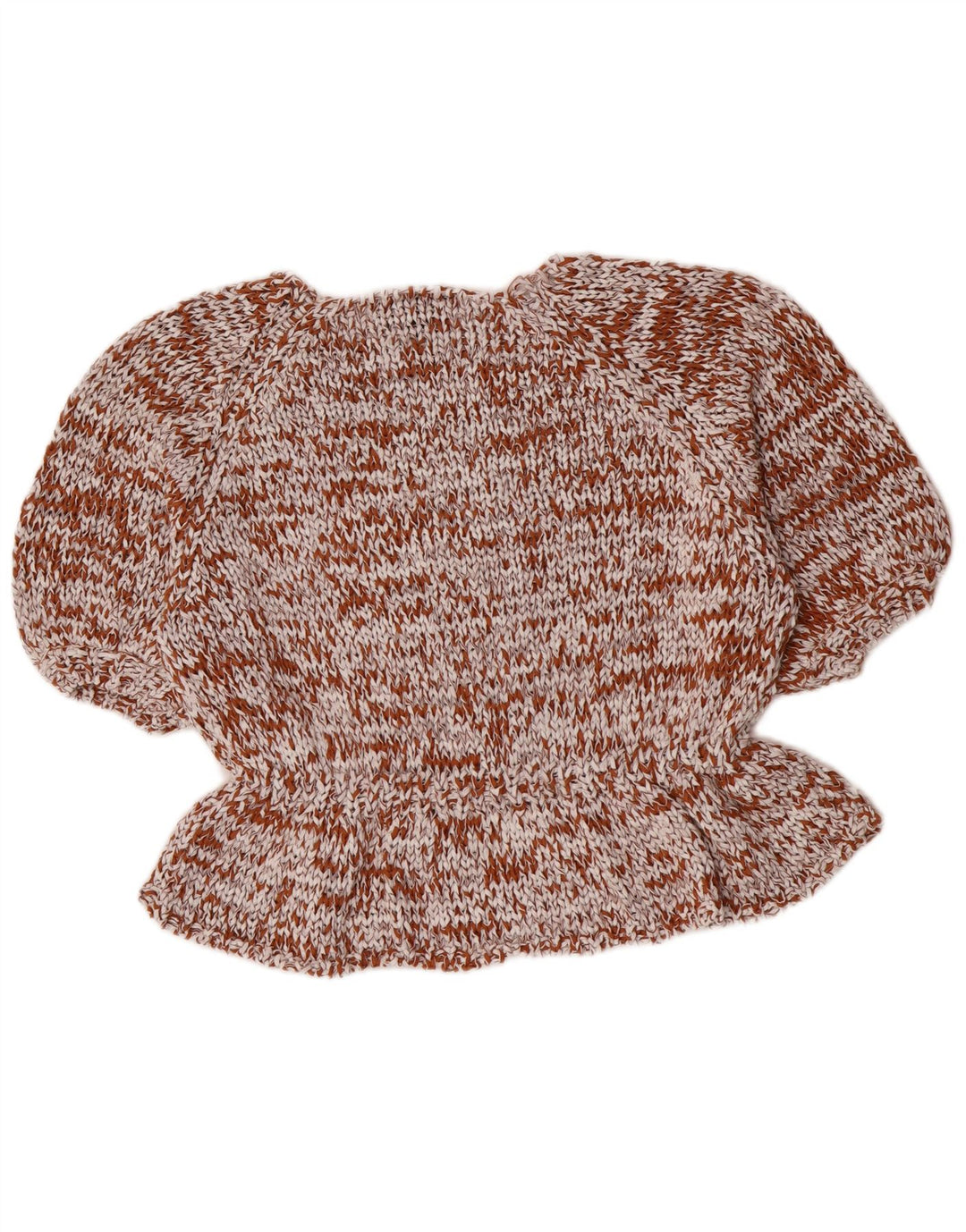 Zara Γυναικεία Μπλούζα με κροσέ Oversized Top UK 10 Small Brown Βαμβακερό