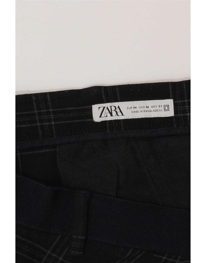Zara Γυναικείο Slim παντελόνι Chino Medium W31 L29 Navy Blue Check Polyester