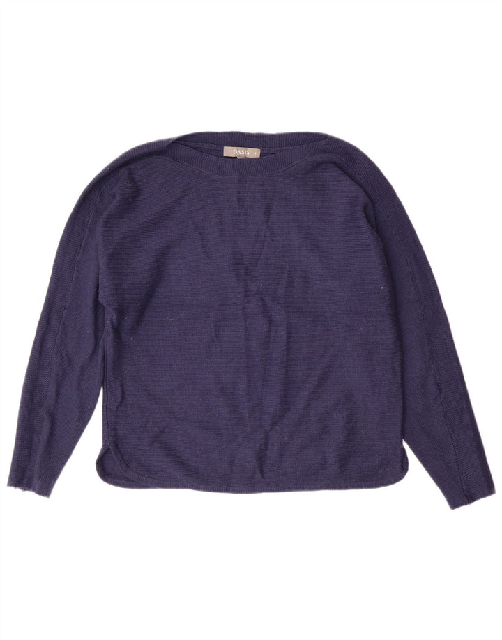 OASIS Γυναικείο πουλόβερ με λαιμό σκάφος UK 10 Small Navy Blue Viscose
