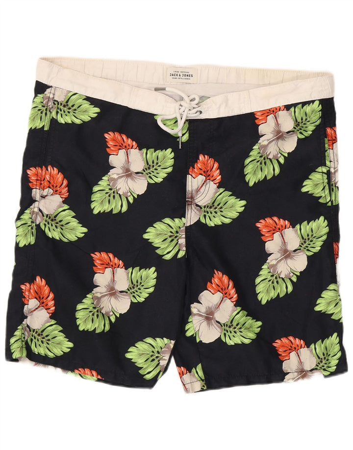 JACK & JONES Ανδρικό σορτς κολύμβησης Μεσαίο μαύρο φλοράλ πολυεστέρας