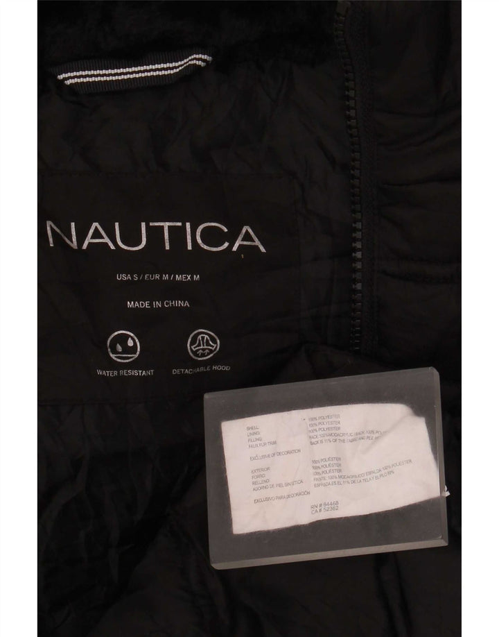 Nautica Γυναικείο μπουφάν με κουκούλα μεγάλου μεγέθους, με επένδυση UK 10 μικρό μαύρο πολυεστέρα