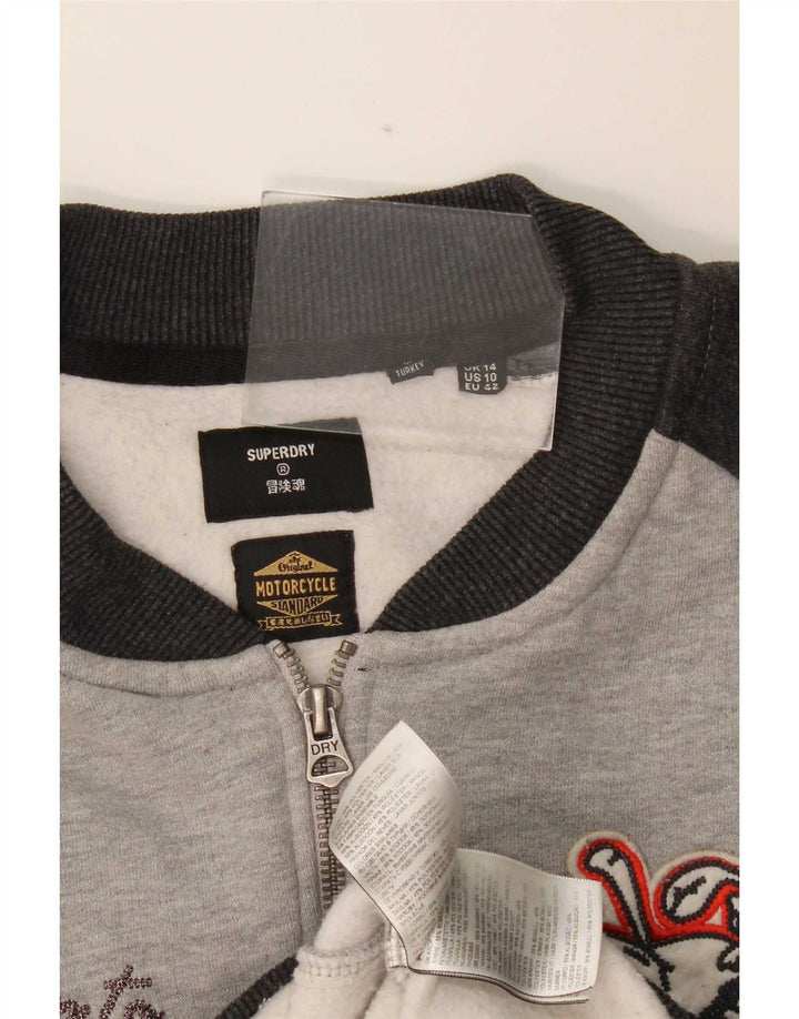 Superdry Γυναικεία φόρμα αθλητικής φόρμας γραφικά Top Jacket UK 14 Large Grey Colourblock
