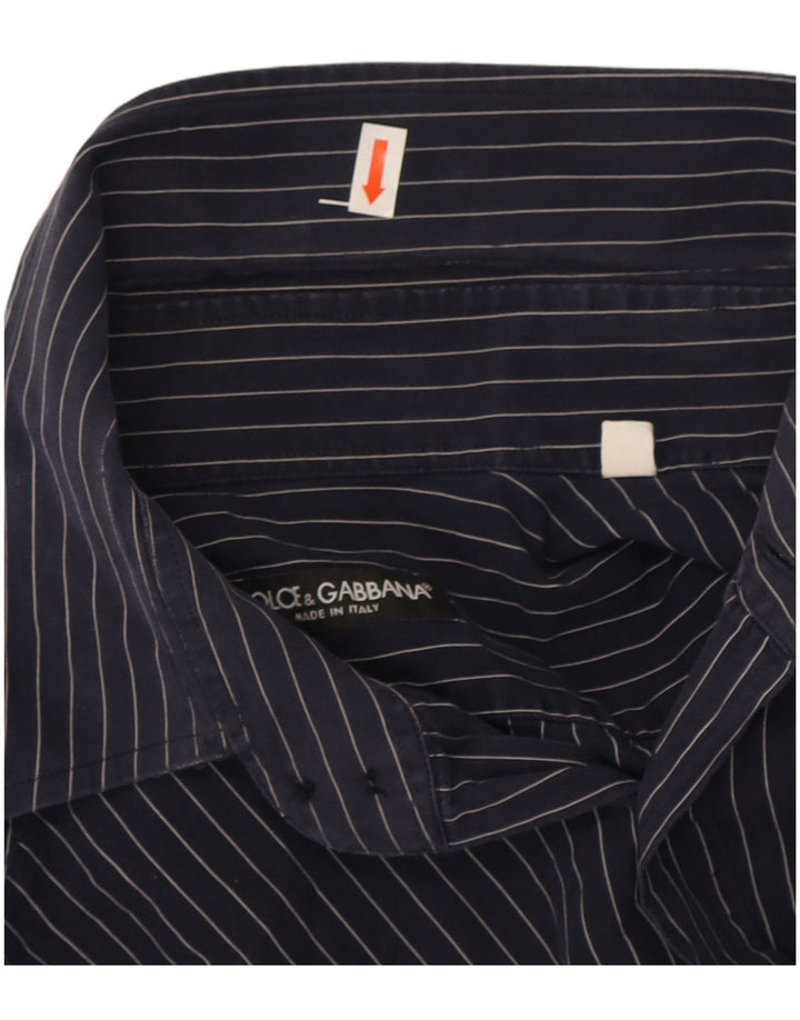 Ανδρικό πουκάμισο Dolce & Gabbana 40 15 3/4 Medium Navy Blue Pinstripe