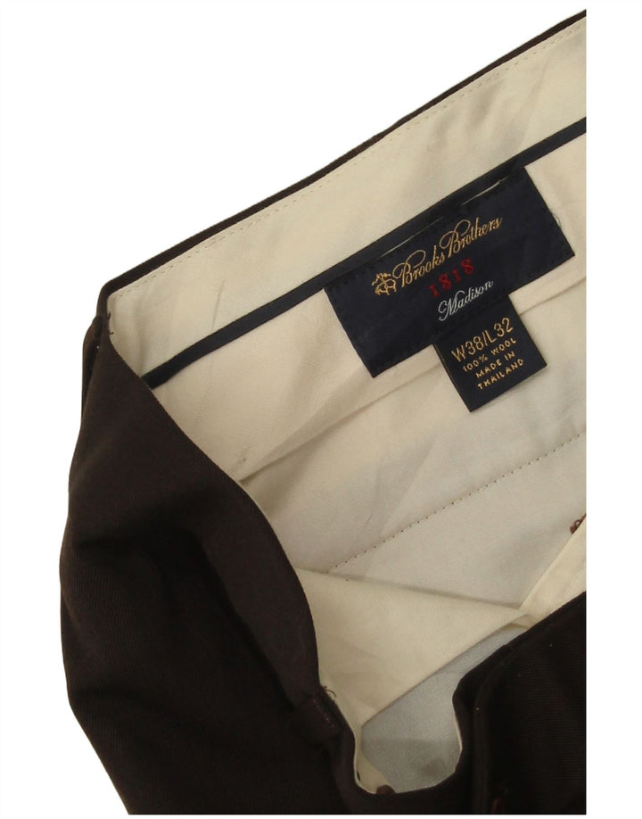 BROOKS BROTHERS Ανδρικό παντελόνι ίσιο Madison W38 L32 Καφέ μαλλί