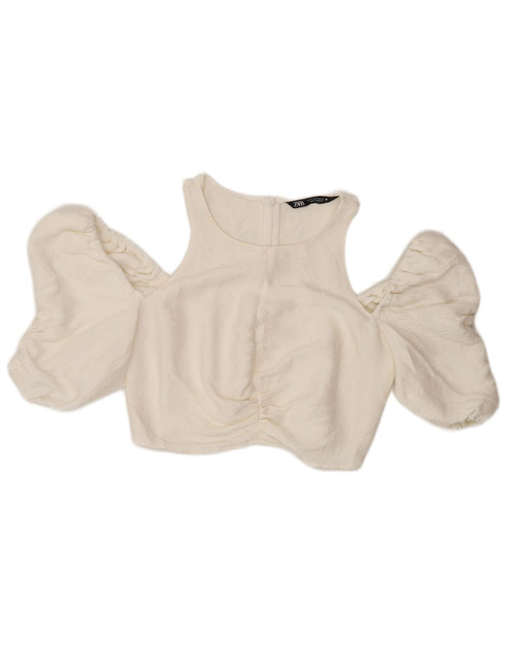 Zara Womens Crop Off Shoulder Top UK 12 Medium White