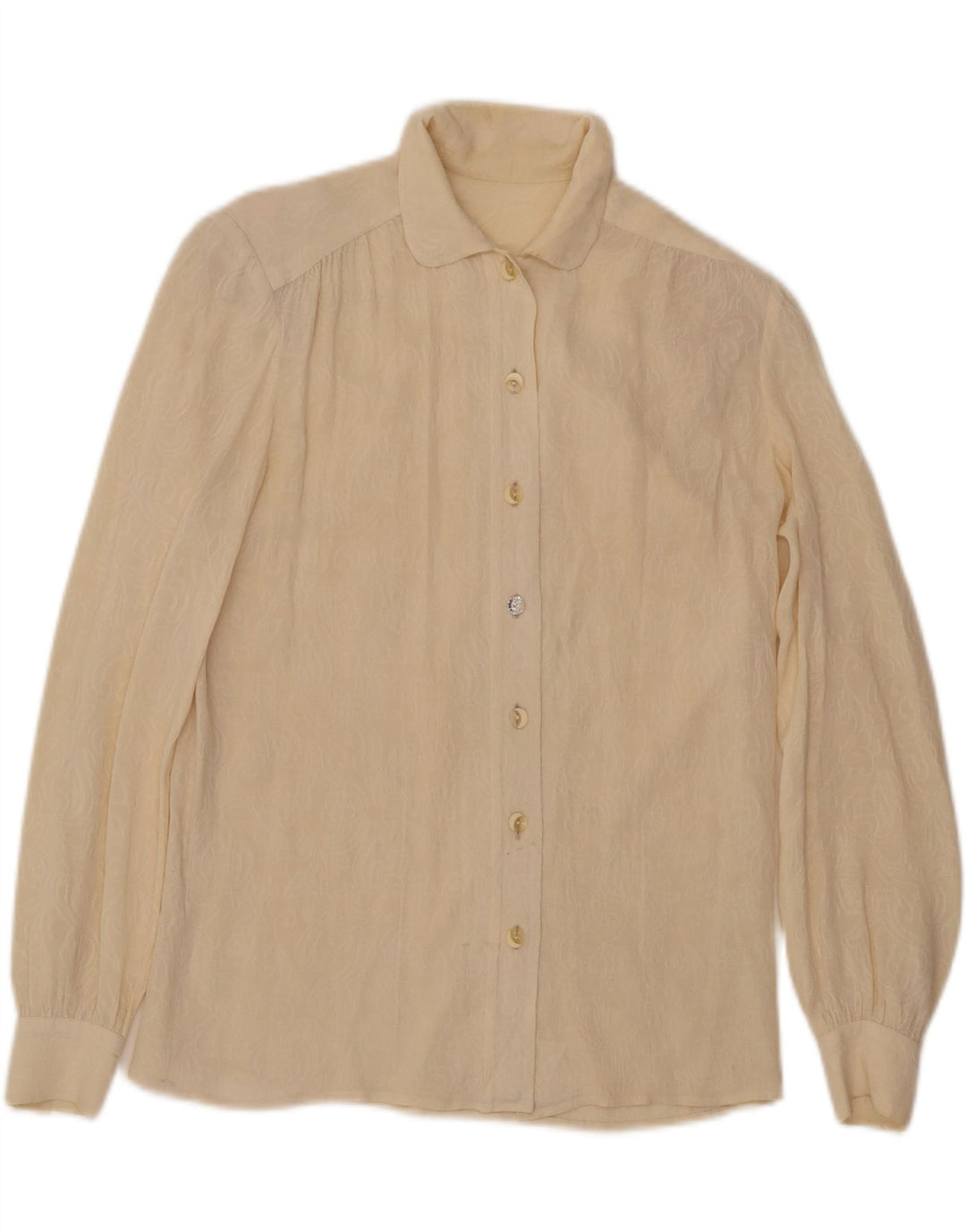 Vintage Γυναικεία See Through Μπλούζα UK 14 Medium Beige