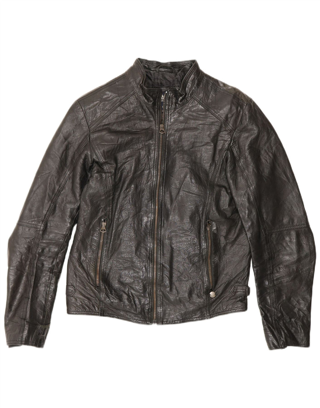Rifle Γυναικείο Δερμάτινο Σακάκι Racer Uk 14 Medium Μαύρο