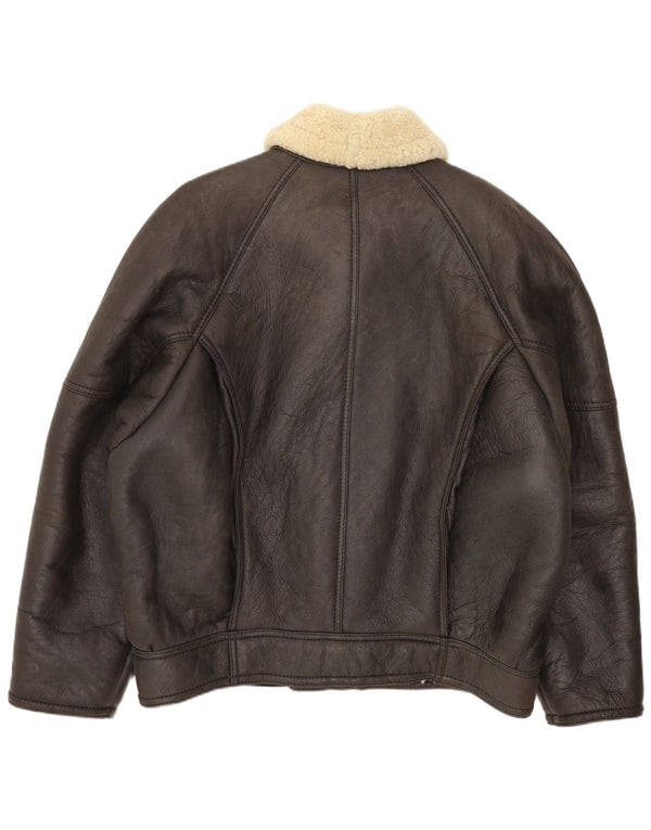Vintage Ανδρικό Shearling Jacket IT 52 XL Καφέ Δερμάτινο