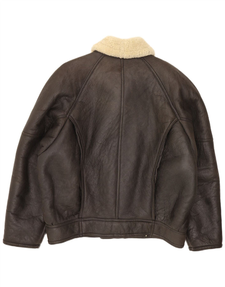 Vintage Ανδρικό Shearling Jacket IT 52 XL Καφέ Δερμάτινο