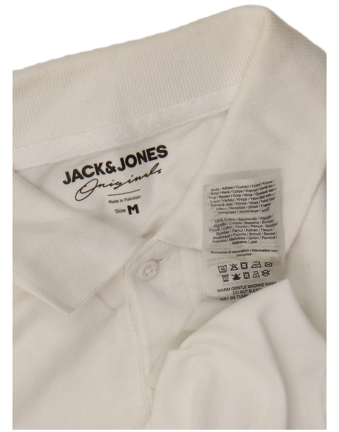 Ανδρικό πουκάμισο πόλο JACK & JONES, μεσαίο λευκό βαμβακερό