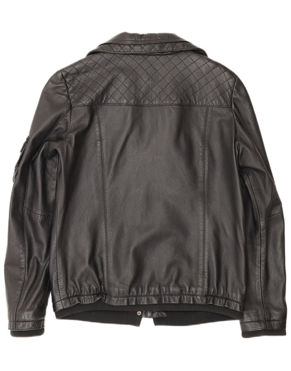 Lee Womens Cooper Leather Jacket UK 12 Medium Black
