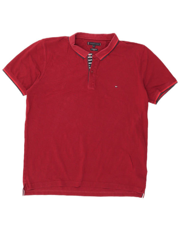 Tommy Hilfiger Ανδρικό πουκάμισο Polo Slim Fit 2XL Βαμβακερό μπορντό