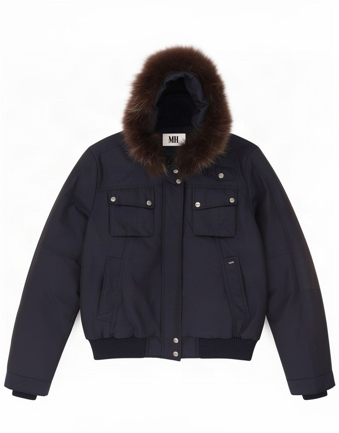 Γυναικείο Bomber Jacket με κουκούλα αερίου IT 46 Large Navy Blue Polyamide