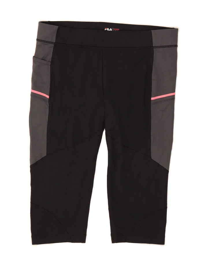 FILA Womens Capri Leggings UK 16 Large Black Colourblock Polyester Vintage Fila and Second-Hand Fila from Messina Hembry 