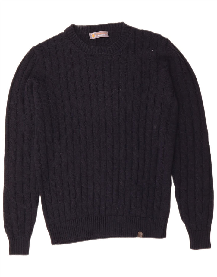 Vintage Ανδρικό πουλόβερ με λαιμόκοψη μεσαίου μπλε ακρυλικό