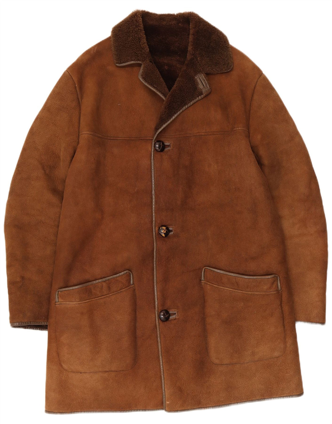 Ανδρικό παλτό Nurseys Shearling UK 40 Large Brown Δερμάτινο