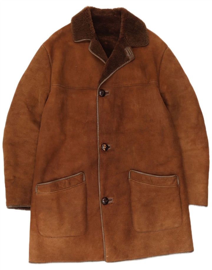 Ανδρικό παλτό Nurseys Shearling UK 40 Large Brown Δερμάτινο