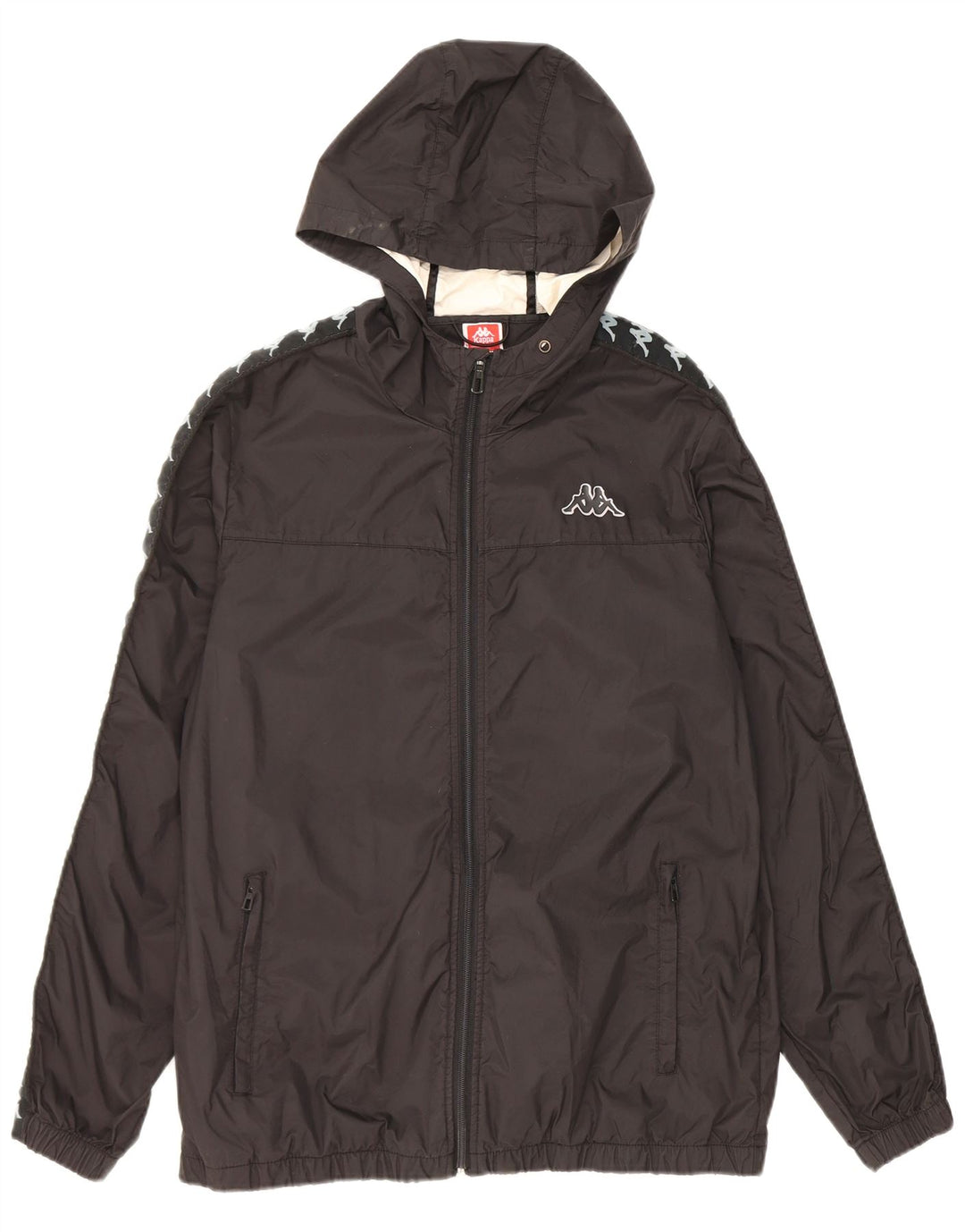 Ανδρικό μπουφάν βροχής με κουκούλα Kappa UK 38 Medium Black Nylon