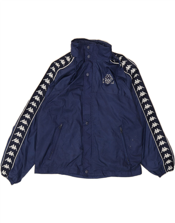 KAPPA Boys Hooded Rain Jacket 11-12 Years Large Navy Blue Nylon Vintage Kappa and Second-Hand Kappa from Messina Hembry 