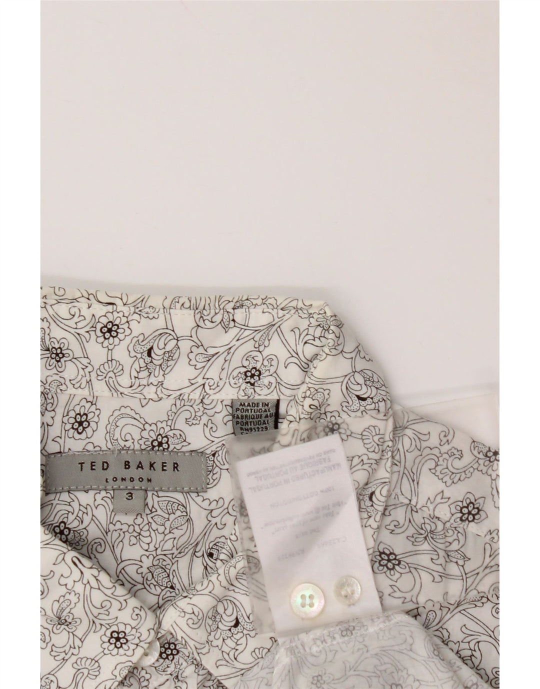 Ανδρικό πουκάμισο TED BAKER Μέγεθος 3 Μεσαίο Λευκό φλοράλ βαμβακερό