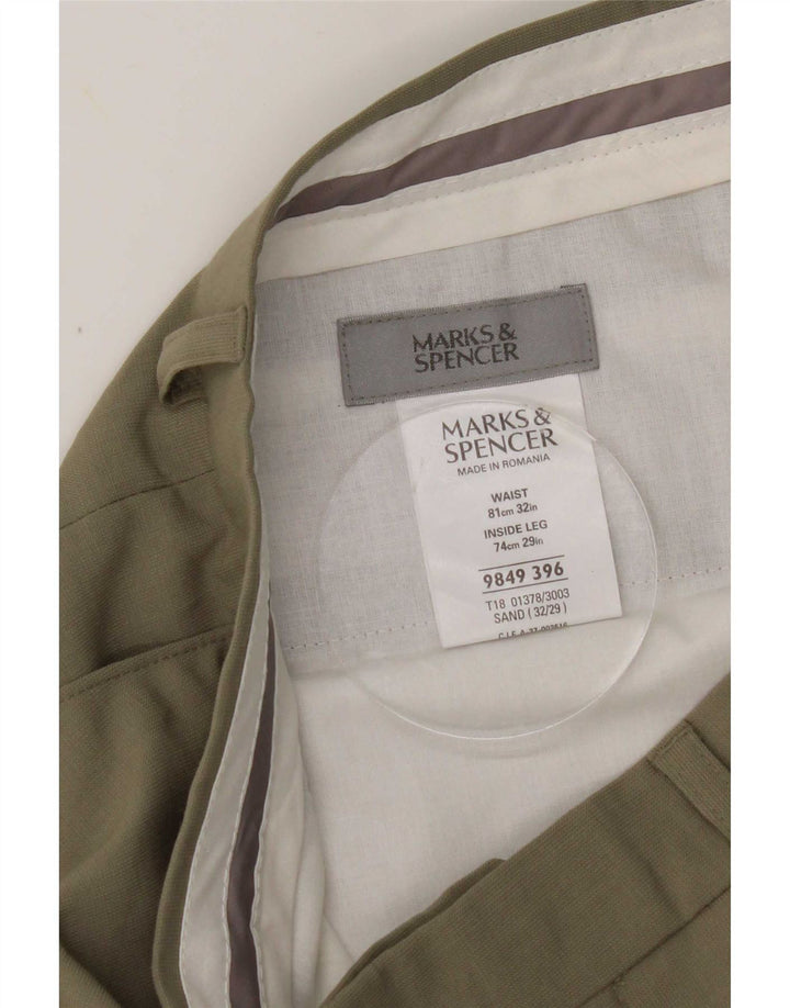 Marks & Spencer Ανδρικό παντελόνι με καρφίτσα W32 L29 Χακί Πολυεστέρας