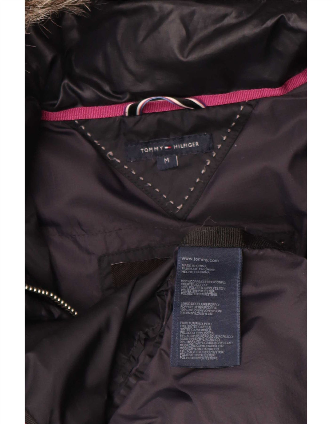 Tommy Hilfiger γυναικείο παλτό με κουκούλα UK 14 Medium Navy Blue Polyester