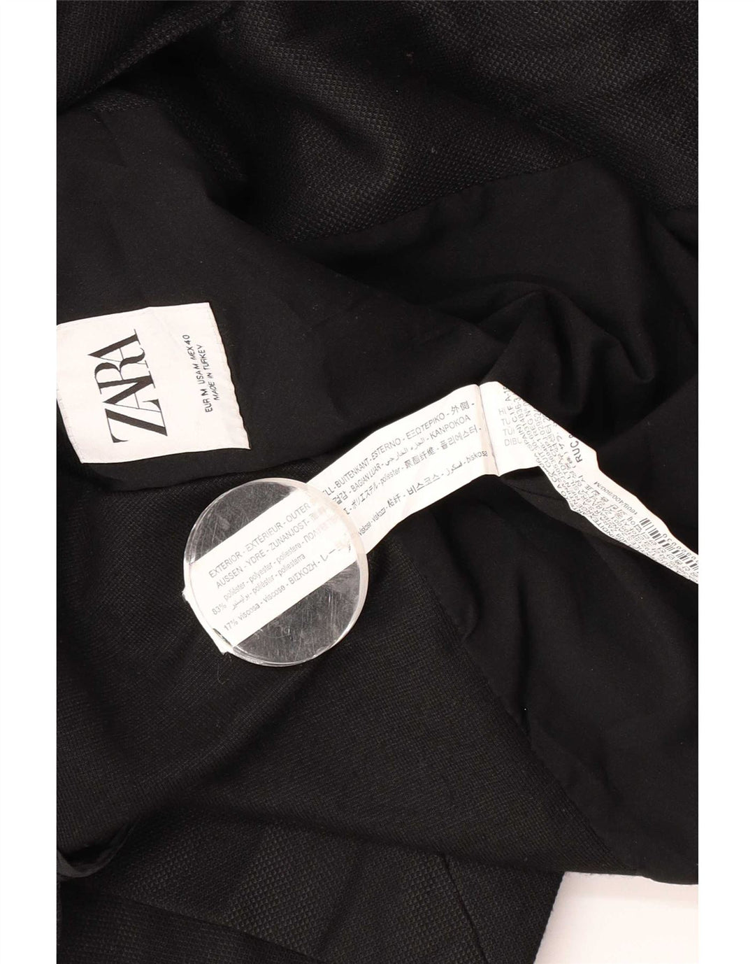 Zara Ανδρικό σακάκι σακάκι με 2 κουμπιά UK 38 Medium Black Polyester