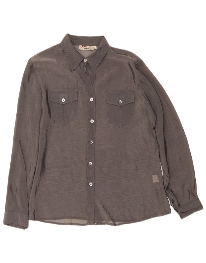 Preca Womens See Through Shirt IT 44 Medium Grey Polyamide