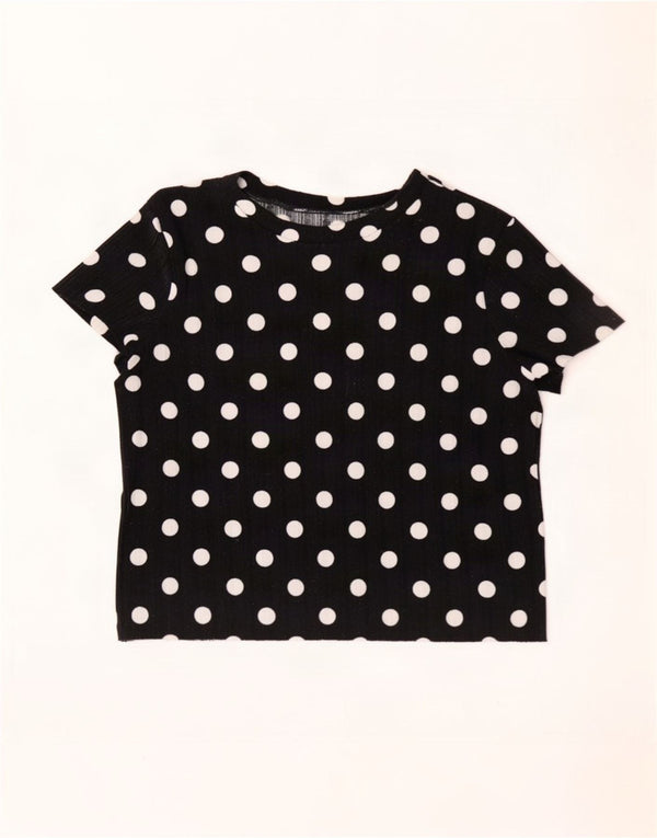 Zara Γυναικείο T-Shirt Top UK 14 Large Black Pot