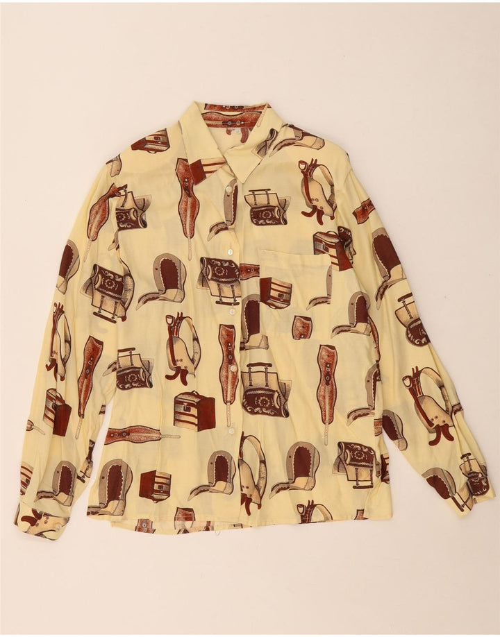 VINTAGE Γυναικείο πουκάμισο Oversized Μπλούζα UK 14 Medium Off White