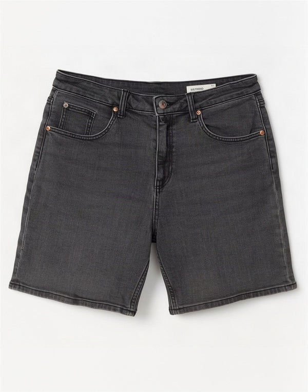 Marks & Spencer Womens Boyfriend Denim Shorts UK 12 Medium W32 Black Cotton