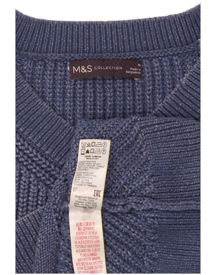 Marks & Spencer Γυναικείο πουλόβερ με λαιμόκοψη με V λαιμόκοψη UK 14 μεσαίο μπλε βαμβακερό