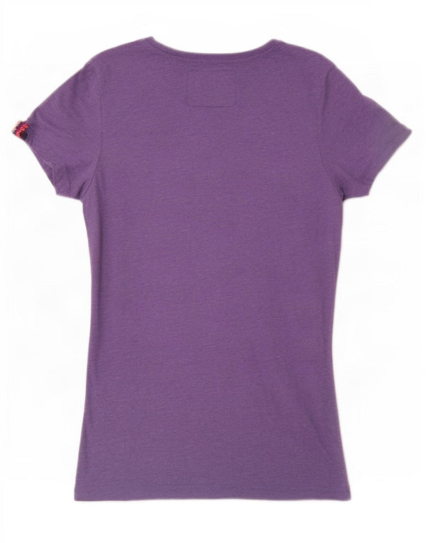 Superdry Γυναικείο T-Shirt Top UK 6 XS Purple Polyester