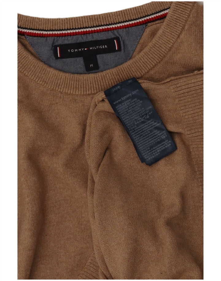 Ανδρικό πουλόβερ με λαιμόκοψη Tommy Hilfiger, Βαμβακερό μεσαίο καφέ