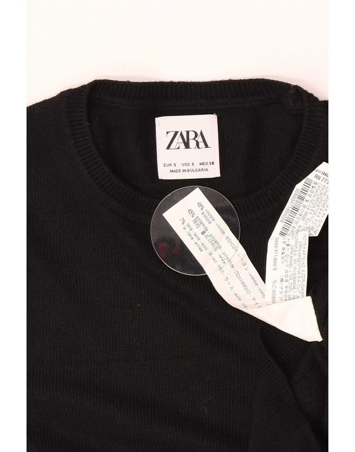 Ανδρικό πουλόβερ Zara Crew Neck Jumper Μικρή μαύρη βισκόζη