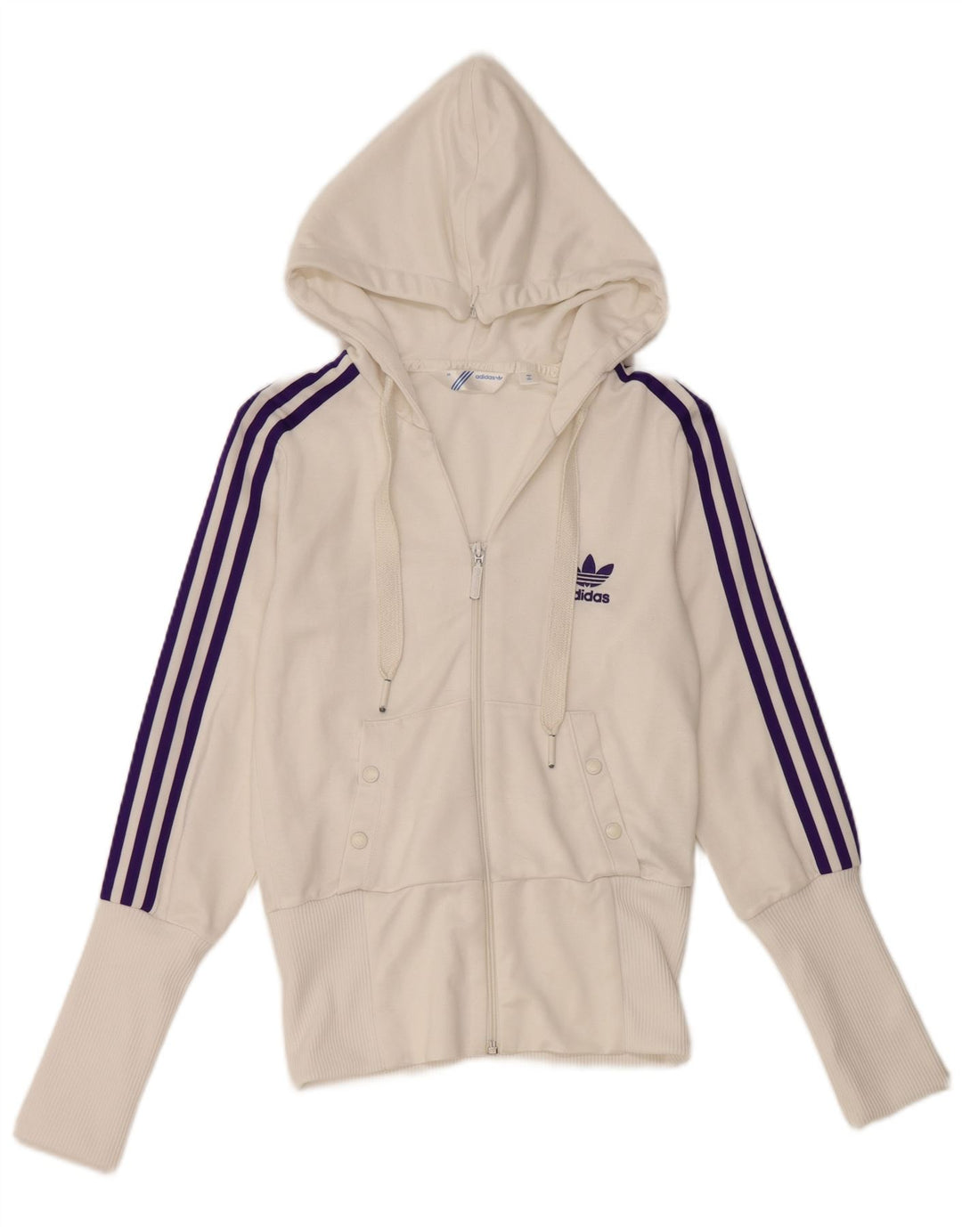 Γυναικείο πουλόβερ Adidas με φερμουάρ με κουκούλα EU 36 Small White Polyester