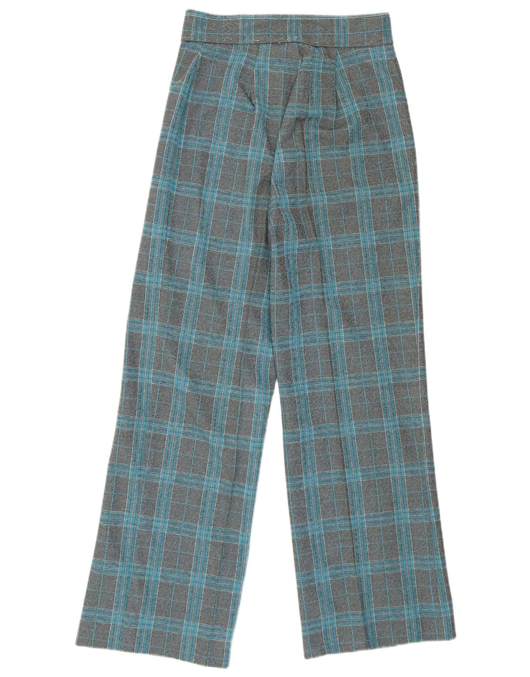 VINTAGE Γυναικείο Ψηλόμεσο Φαρδύ πόδι Casual Παντελόνι W27 L29 Grey Check