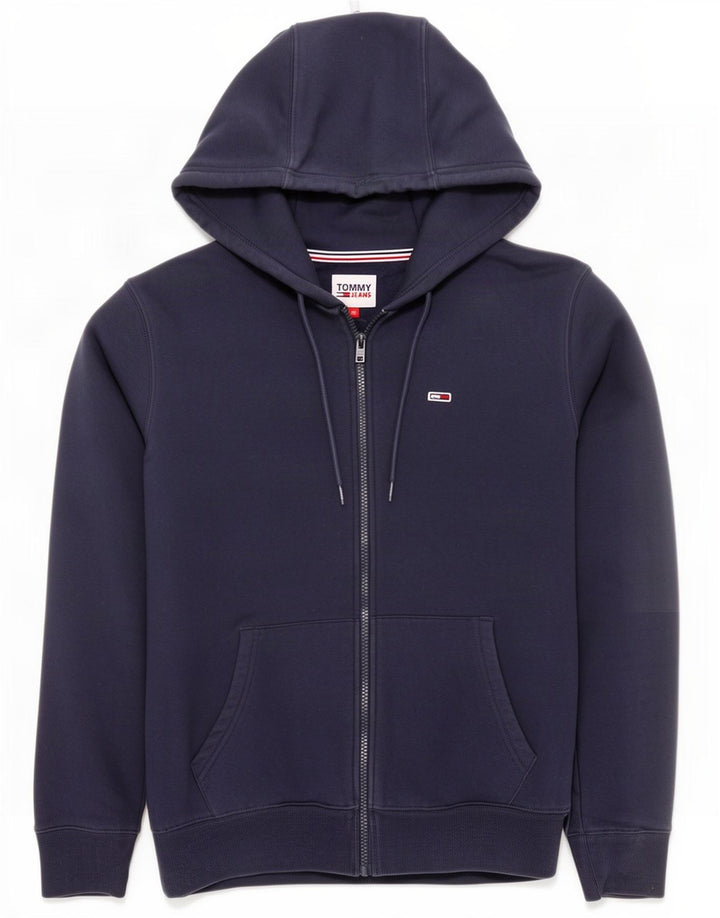 Ανδρικό πουλόβερ με κουκούλα με φερμουάρ Tommy Hilfiger, Βαμβακερό μεσαίο ναυτικό