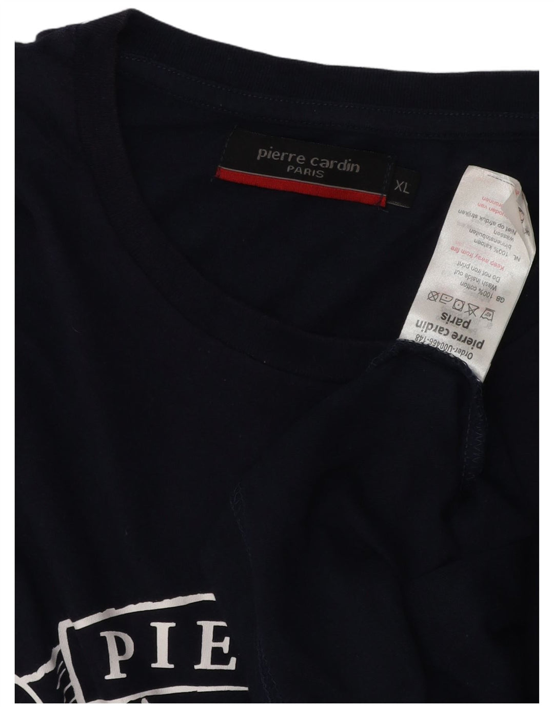 PIERRE CARDIN Ανδρικό γραφικό T-Shirt Top XL Navy Blue Cotton