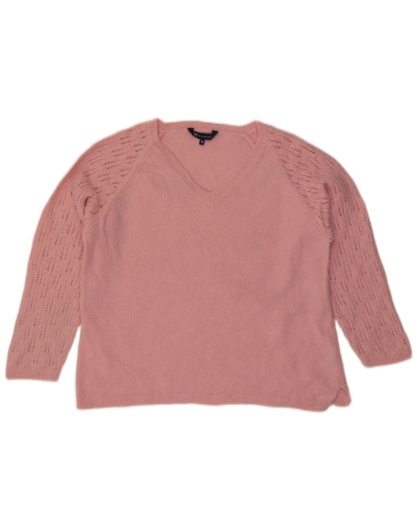 Crew Clothing Γυναικείο πουλόβερ με λαιμόκοψη με V λαιμόκοψη UK 18 XL ροζ μαλλί