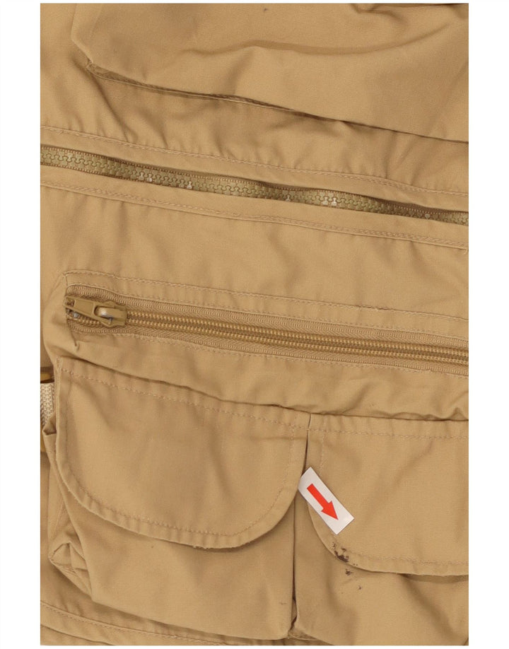 Vintage Mens Utility Gilet UK 40 Large Beige Cotton