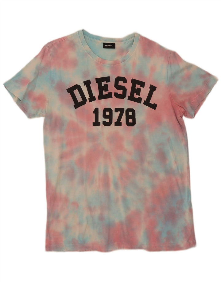 Ανδρικό γραφικό T-Shirt Diesel Top Medium Πολύχρωμο Tie Dye Cotton