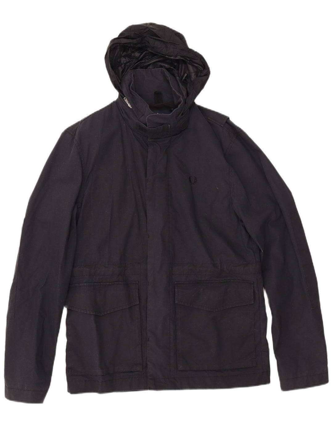 FRED PERRY Ανδρικό μπουφάν με κουκούλα αντιανεμικό UK 36 Small Navy Blue Cotton