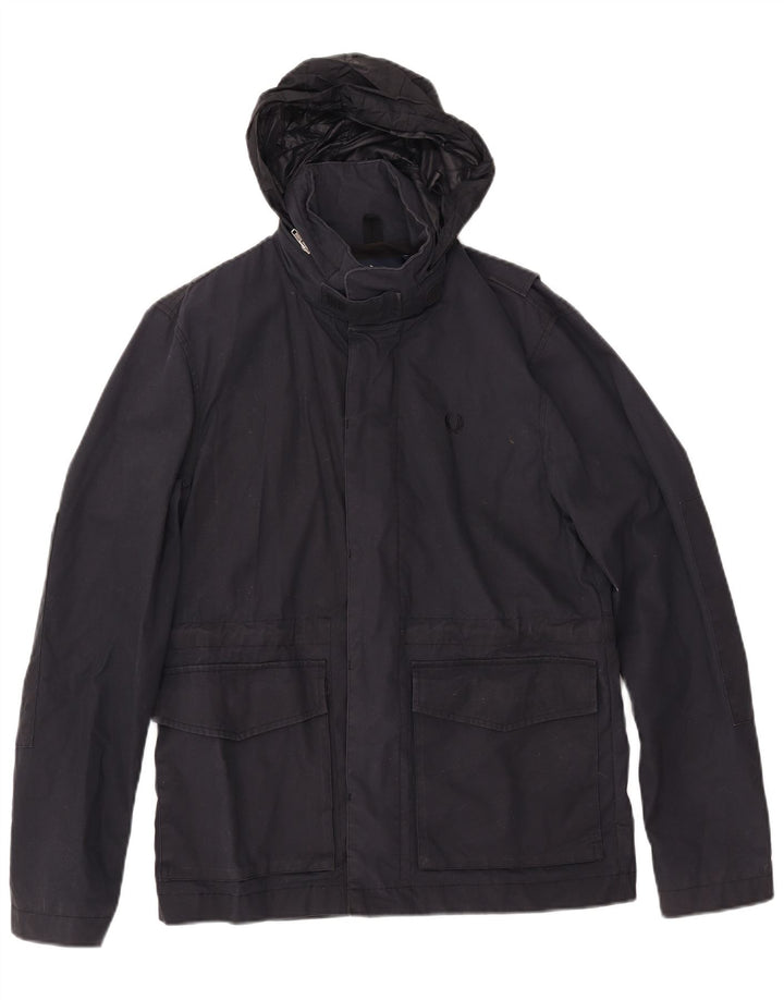 FRED PERRY Ανδρικό μπουφάν με κουκούλα αντιανεμικό UK 36 Small Navy Blue Cotton