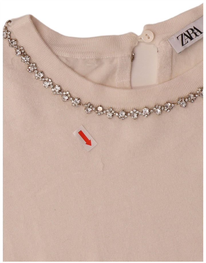 Zara Γυναικείο πουλόβερ με λαιμόκαυστο UK 10 Small Off White Viscose
