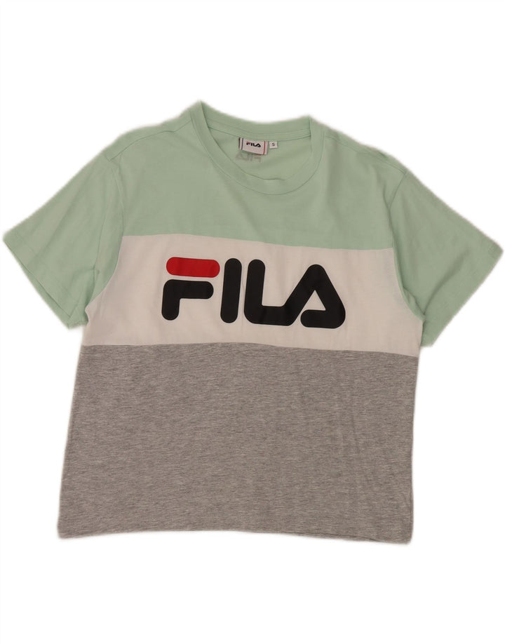 Γυναικείο γραφικό μπλουζάκι FILA Top UK 10 Small Green Colourblock