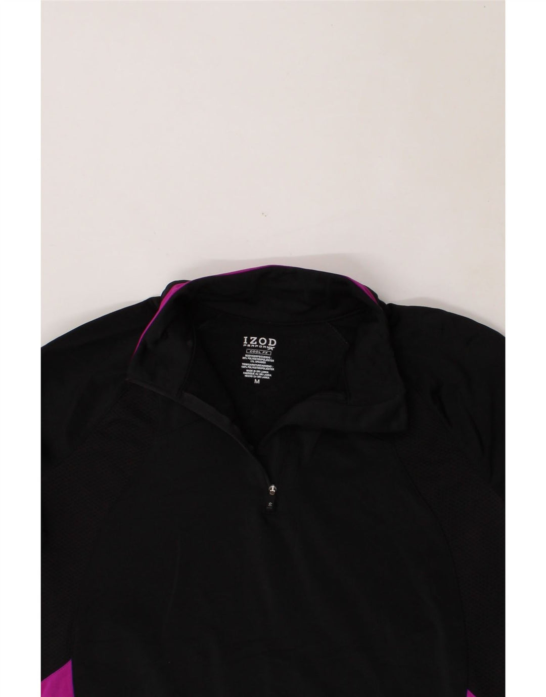 IZOD Womens Zip Neck Pullover Tracksuit Top UK 14 Medium Black Colourblock Vintage Izod and Second-Hand Izod from Messina Hembry 