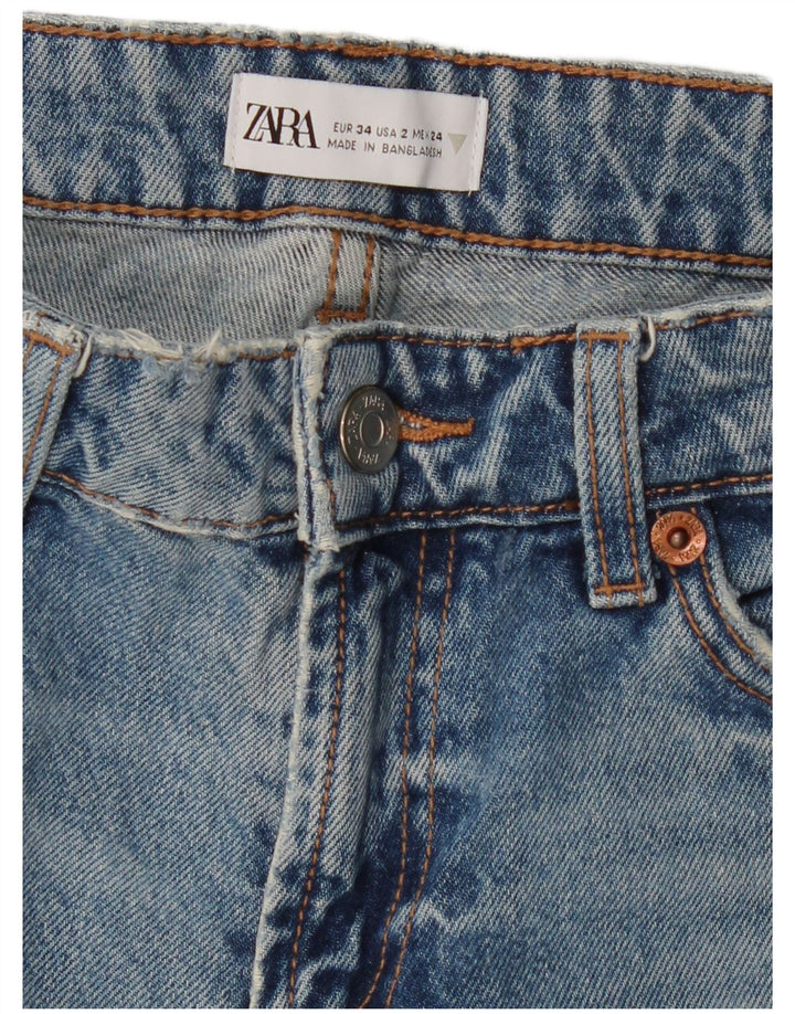 ZARA Γυναικείο ίσιο τζιν EU 34 2XS W24 L29 Μπλε